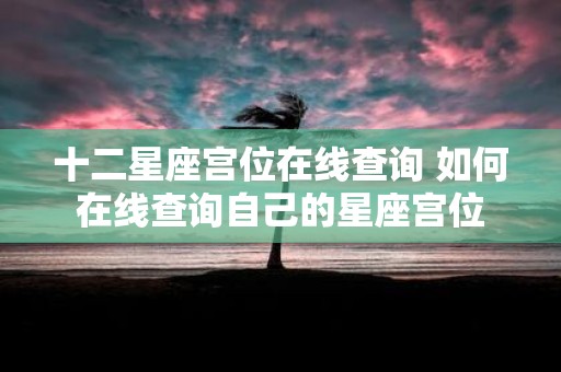 十二星座宫位在线查询 如何在线查询自己的星座宫位