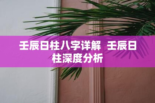 壬辰日柱八字详解 壬辰日柱深度分析