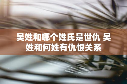 吴姓和哪个姓氏是世仇 吴姓和何姓有仇恨关系