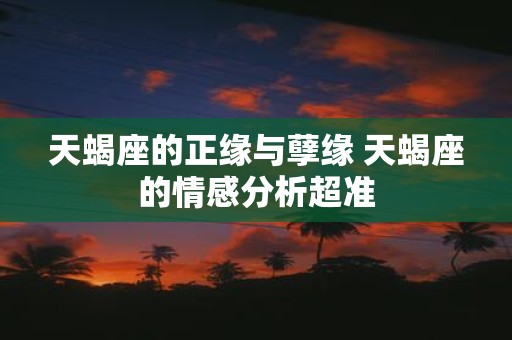 天蝎座的正缘与孽缘 天蝎座的情感分析超准