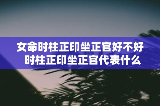 女命时柱正印坐正官好不好 时柱正印坐正官代表什么意思