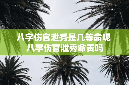 八字伤官泄秀是几等命呢 八字伤官泄秀命贵吗