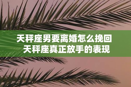 天秤座男要离婚怎么挽回 天秤座真正放手的表现