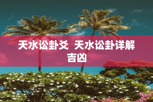天水讼卦爻 天水讼卦详解吉凶