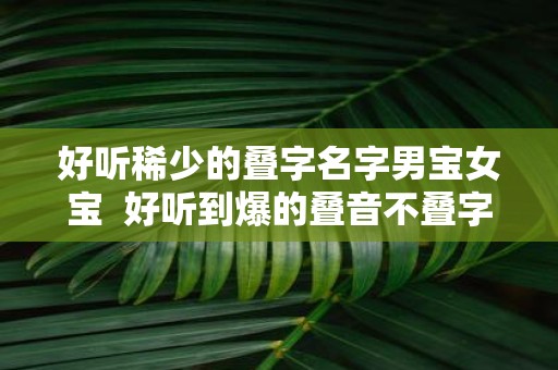 好听稀少的叠字名字男宝女宝 好听到爆的叠音不叠字的男孩名字
