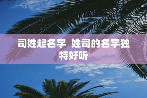 司姓起名字 姓司的名字独特好听