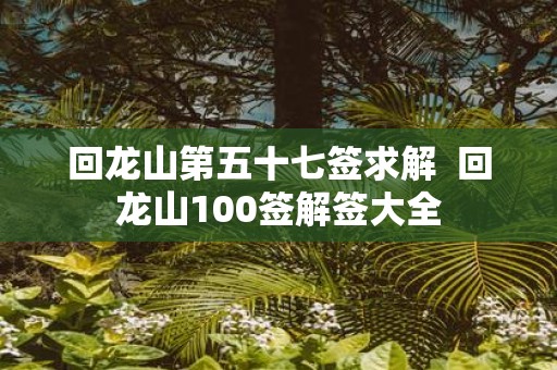 回龙山第五十七签求解 回龙山100签解签大全