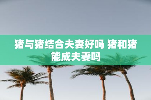猪与猪结合夫妻好吗 猪和猪能成夫妻吗