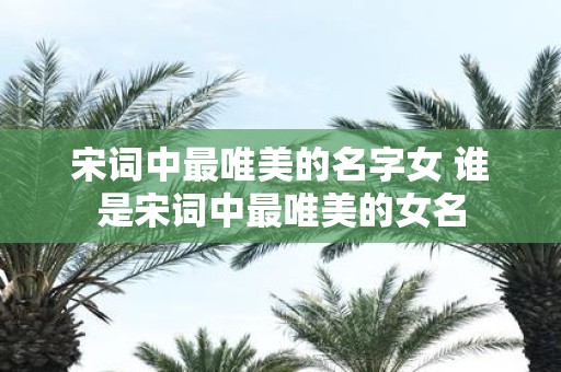 宋词中最唯美的名字女 谁是宋词中最唯美的女名