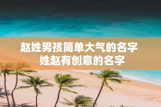 赵姓男孩简单大气的名字 姓赵有创意的名字