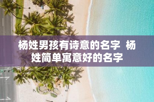 杨姓男孩有诗意的名字 杨姓简单寓意好的名字