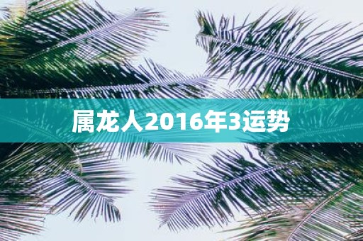 属龙人2016年3运势