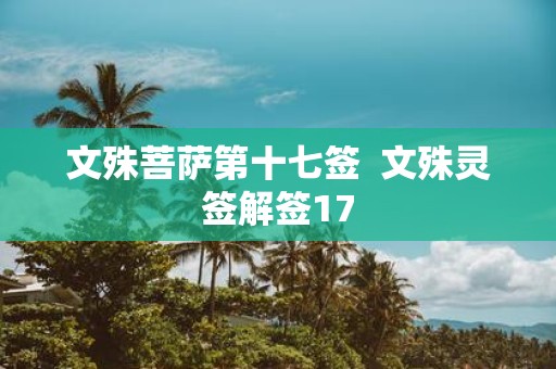 文殊菩萨第十七签 文殊灵签解签17