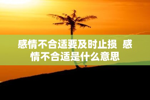 感情不合适要及时止损 感情不合适是什么意思