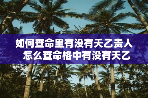 如何查命里有没有天乙贵人 怎么查命格中有没有天乙贵人