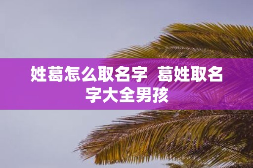 姓葛怎么取名字 葛姓取名字大全男孩