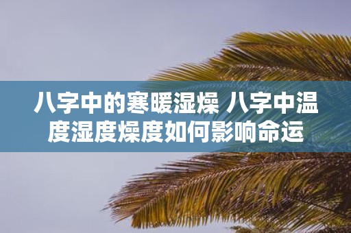 八字中的寒暖湿燥 八字中温度湿度燥度如何影响命运
