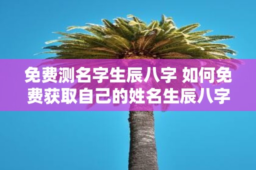 免费测名字生辰八字 如何免费获取自己的姓名生辰八字