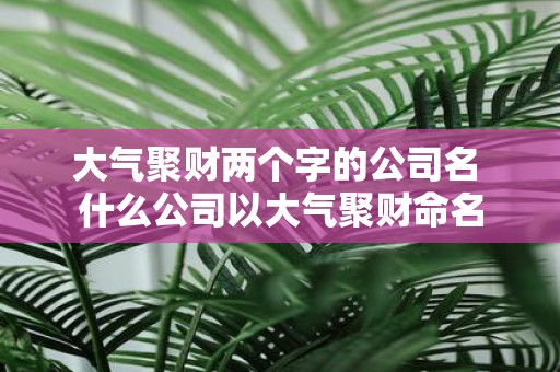 大气聚财两个字的公司名 什么公司以大气聚财命名