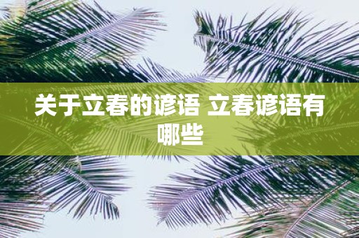 关于立春的谚语 立春谚语有哪些
