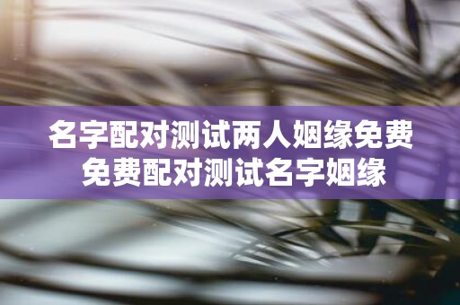 名字配对测试两人姻缘免费 免费配对测试名字姻缘