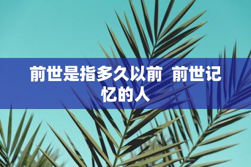 前世是指多久以前 前世记忆的人