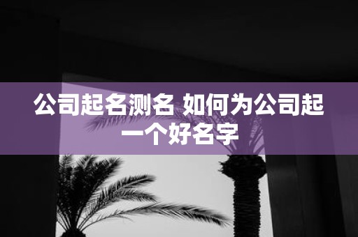 公司起名测名 如何为公司起一个好名字
