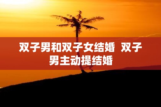 双子男和双子女结婚 双子男主动提结婚