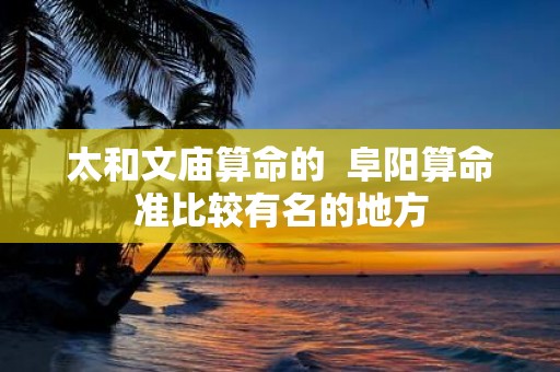 太和文庙算命的 阜阳算命准比较有名的地方