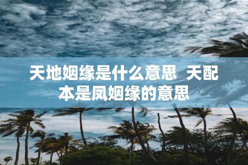 天地姻缘是什么意思 天配本是凤姻缘的意思