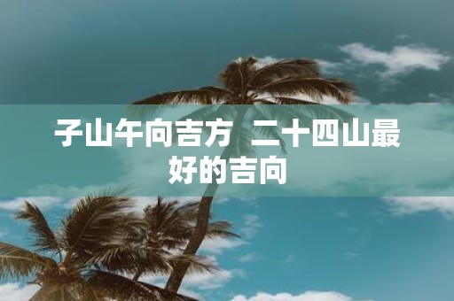 子山午向吉方 二十四山最好的吉向