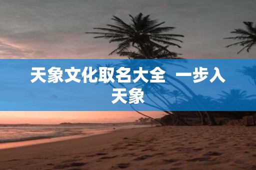 天象文化取名大全 一步入天象
