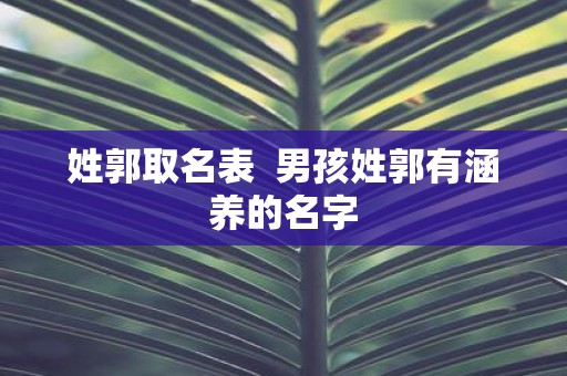 姓郭取名表 男孩姓郭有涵养的名字