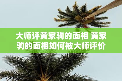 大师评黄家驹的面相 黄家驹的面相如何被大师评价