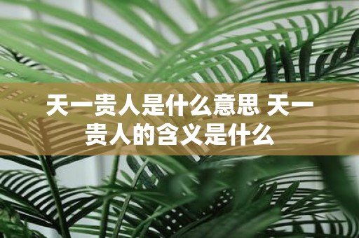 天一贵人是什么意思 天一贵人的含义是什么