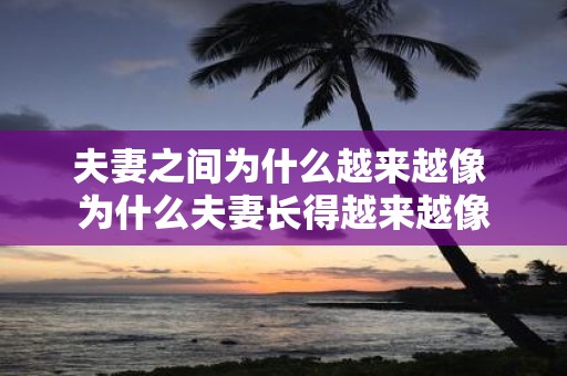 夫妻之间为什么越来越像 为什么夫妻长得越来越像