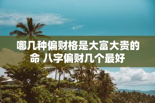 哪几种偏财格是大富大贵的命 八字偏财几个最好
