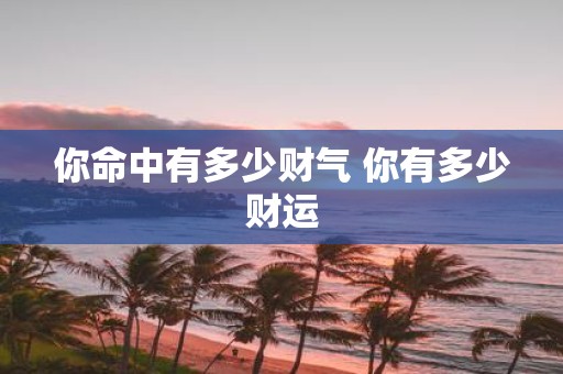 你命中有多少财气 你有多少财运