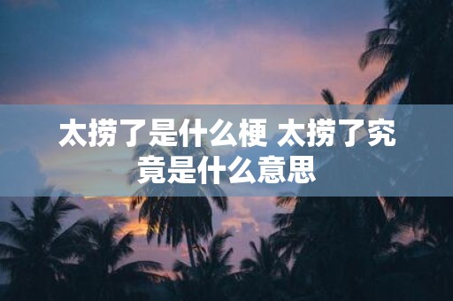 太捞了是什么梗 太捞了究竟是什么意思