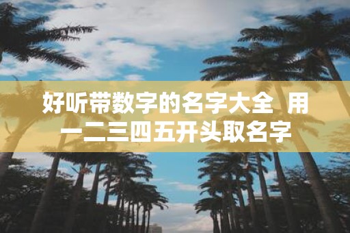 好听带数字的名字大全 用一二三四五开头取名字