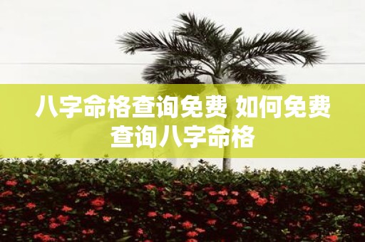 八字命格查询免费 如何免费查询八字命格