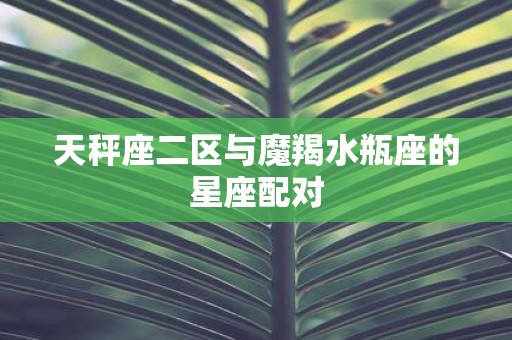 天秤座二区与魔羯水瓶座的星座配对