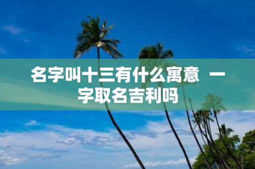 名字叫十三有什么寓意 一字取名吉利吗