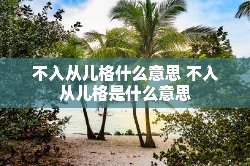 不入从儿格什么意思 不入从儿格是什么意思
