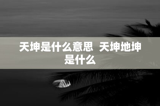 天坤是什么意思 天坤地坤是什么
