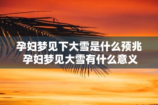 孕妇梦见下大雪是什么预兆 孕妇梦见大雪有什么意义