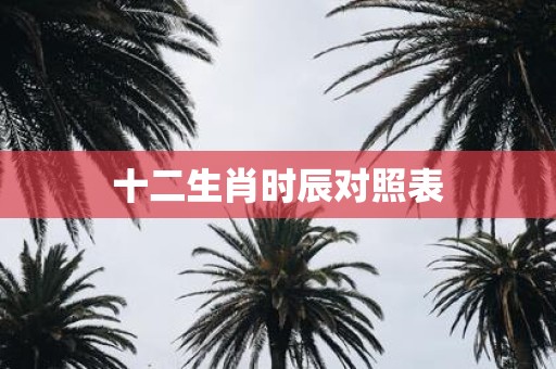 十二生肖时辰对照表