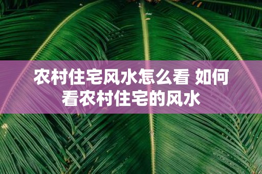 农村住宅风水怎么看 如何看农村住宅的风水