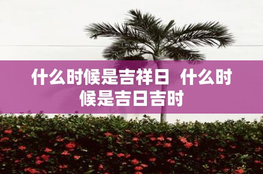 什么时候是吉祥日 什么时候是吉日吉时