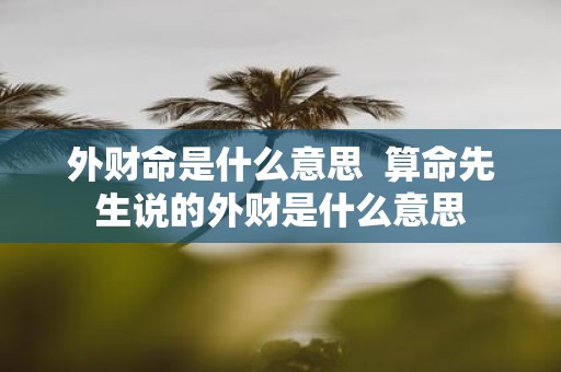外财命是什么意思 算命先生说的外财是什么意思